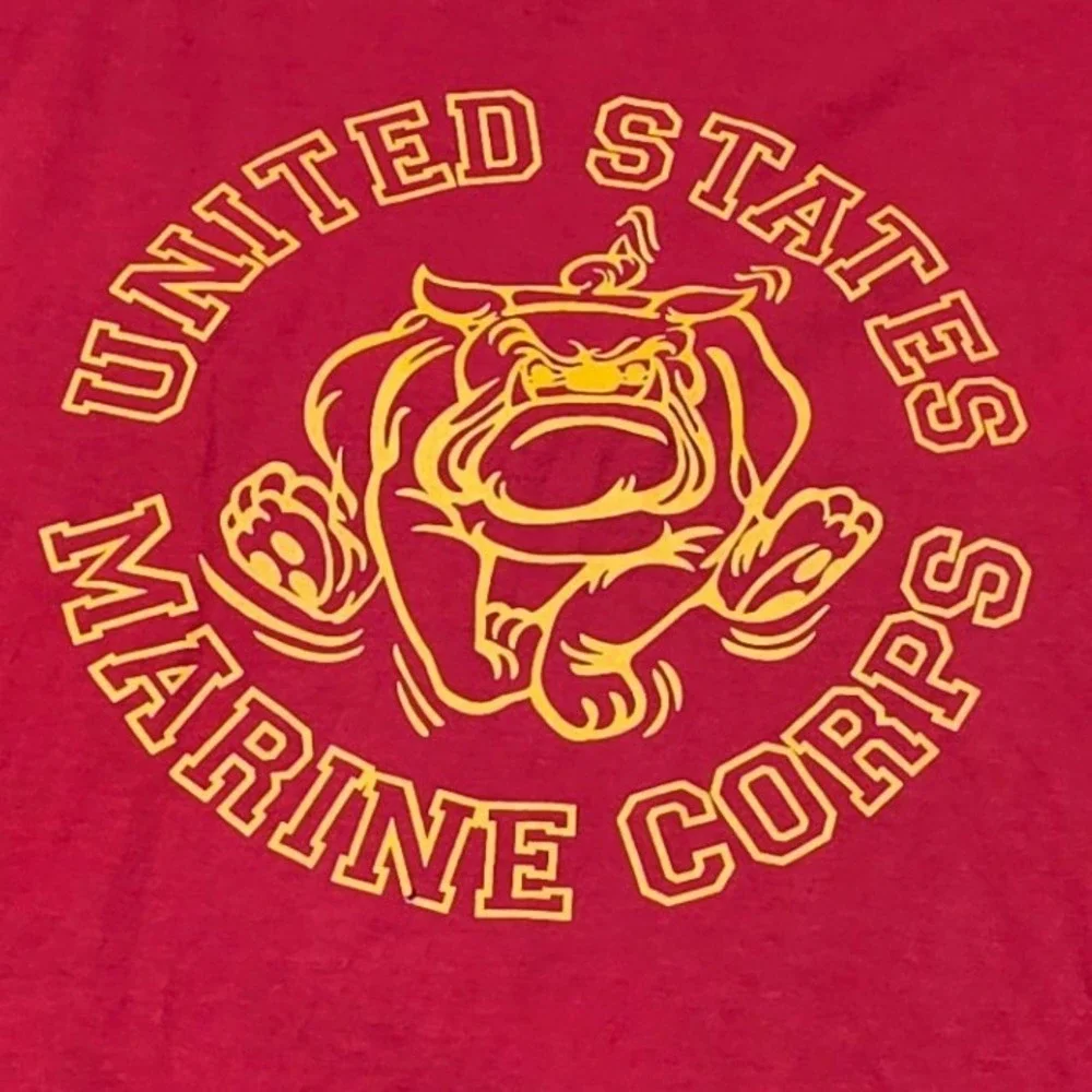 Gildan USMC United States Marine Corps Bulldog Graphic T-Shirt Red Mens 2XL